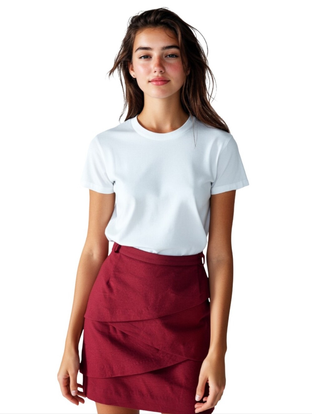Skirt -Bardehle Wool* Vintage Draped Front Red Mini Pencil Skirt